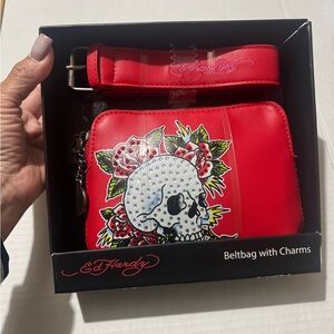 Ed Hardy Red Skull Design Belt Bag